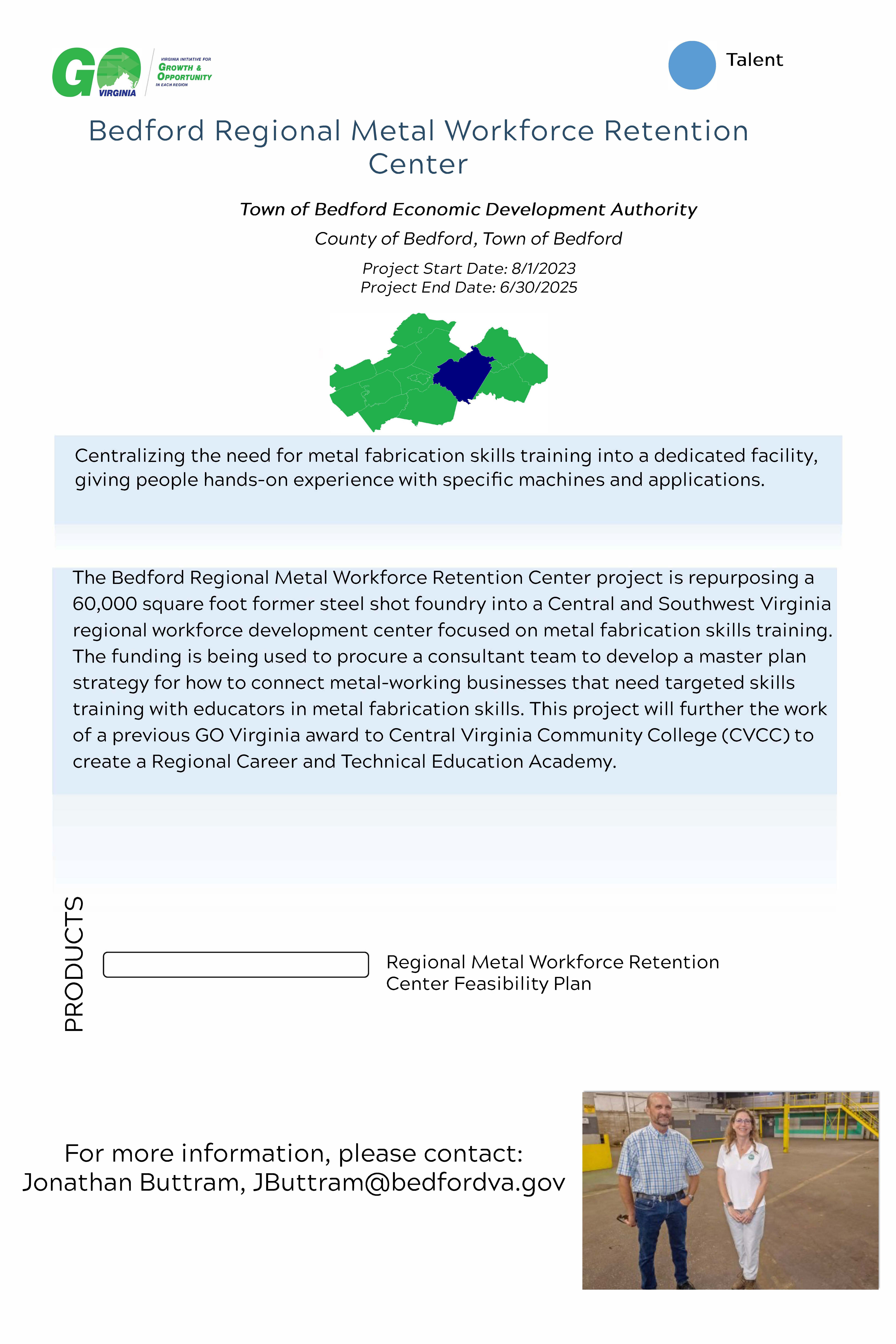 Poster for Bedford Regional Metal Workforce Retention Center