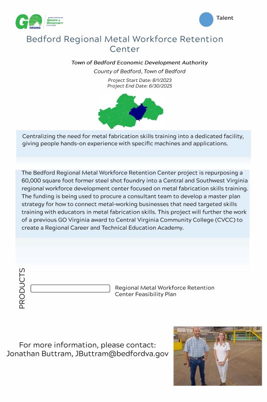 Poster for Bedford Regional Metal Workforce Retention Center