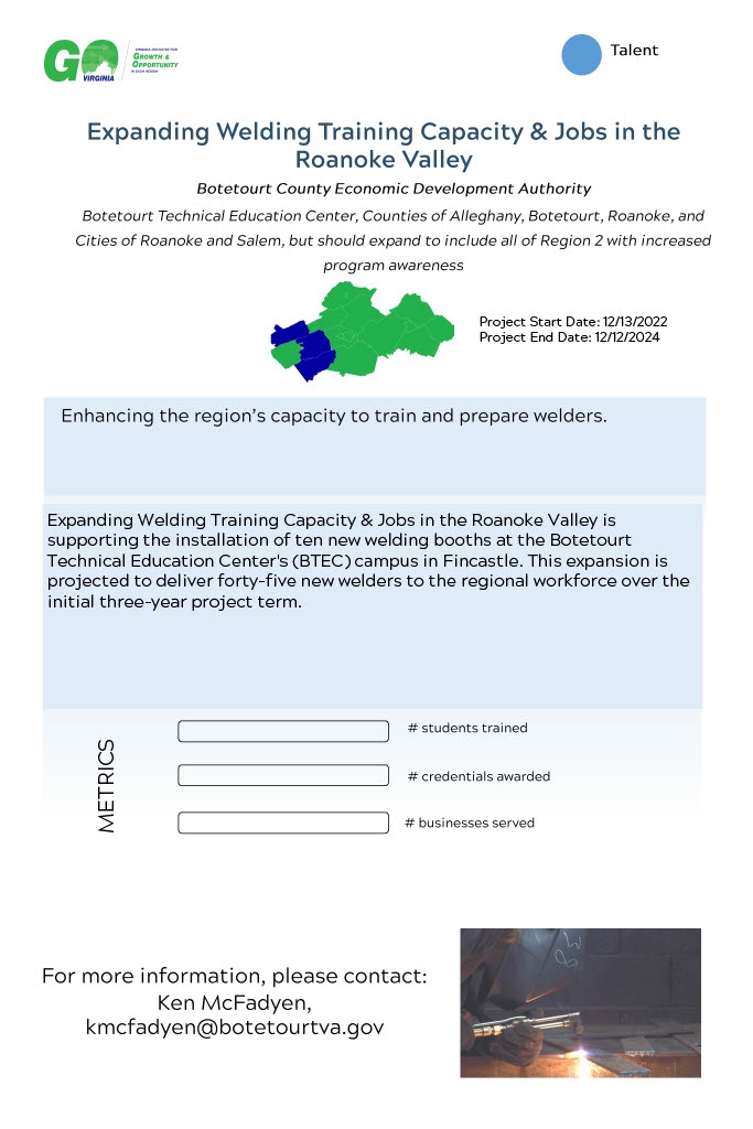 Poster for Expanding Welding Training Capacity