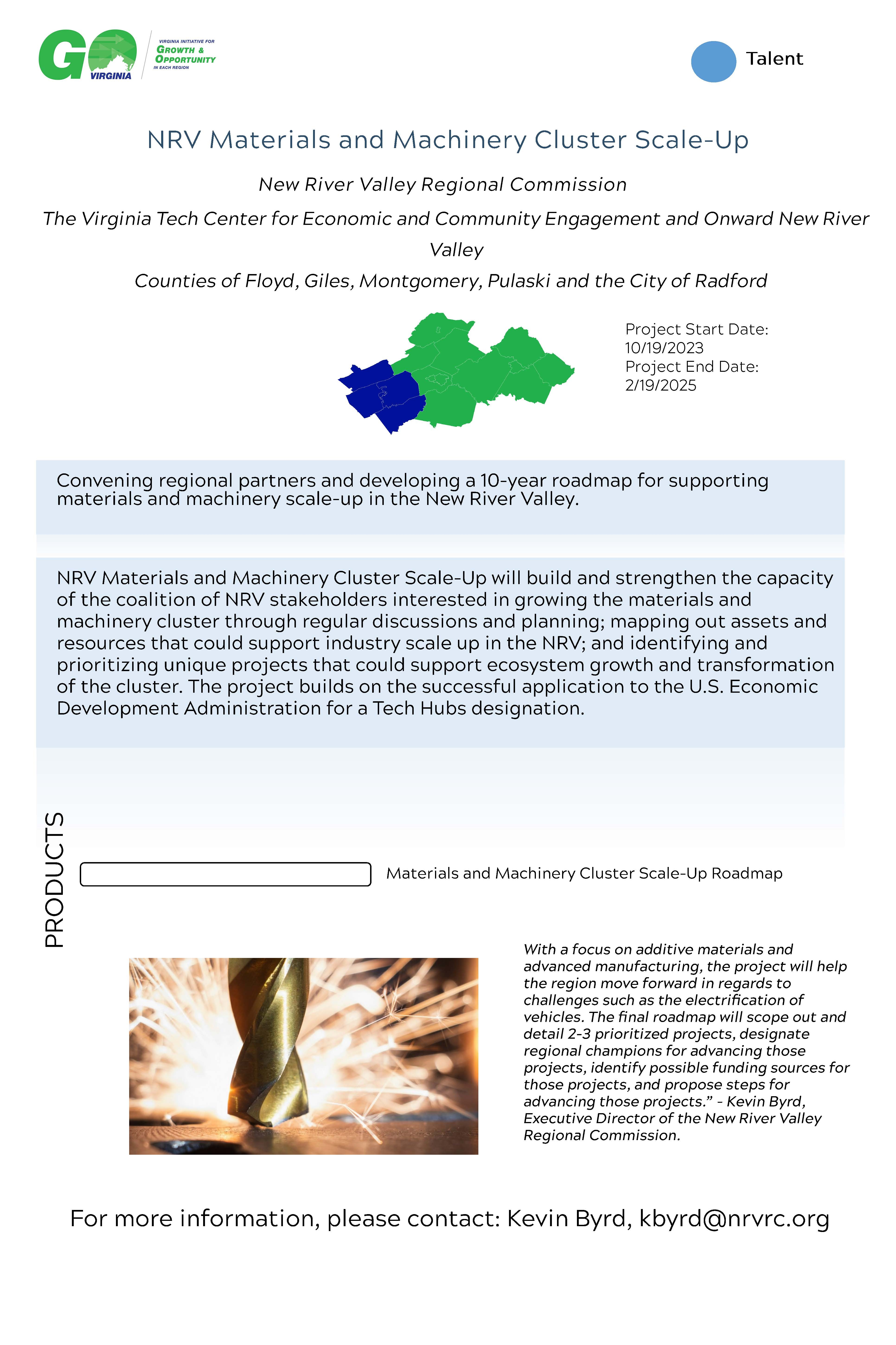 NRV Materials and Machinery Cluster Scale-Up Poster