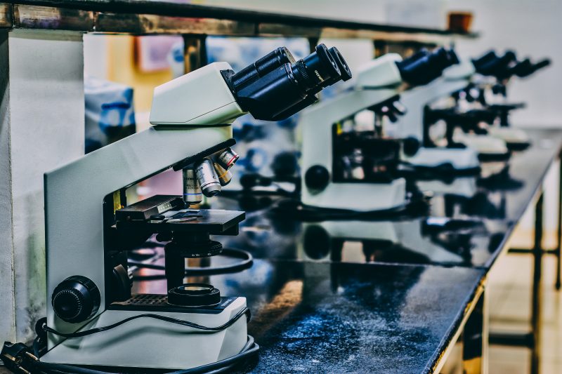 Microscopes in lab. Photo by Ousa Chea, Unsplash.